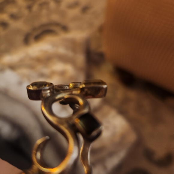 Heavy 925 Citrine Onyx inlay Vintage Artesian Braclet - Picture 4 of 10